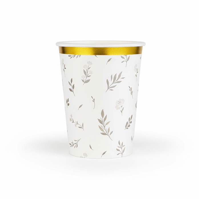Floral Eucalyptus Paper Cups 9oz (8 Pack) - themonogram manor 