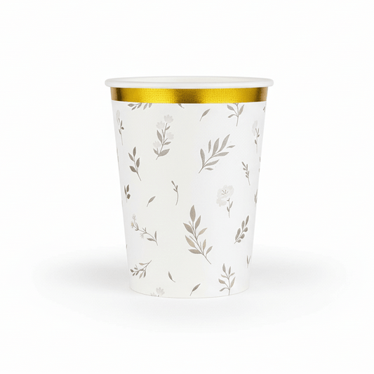 Floral Eucalyptus Paper Cups 9oz (8 Pack) - themonogram manor 