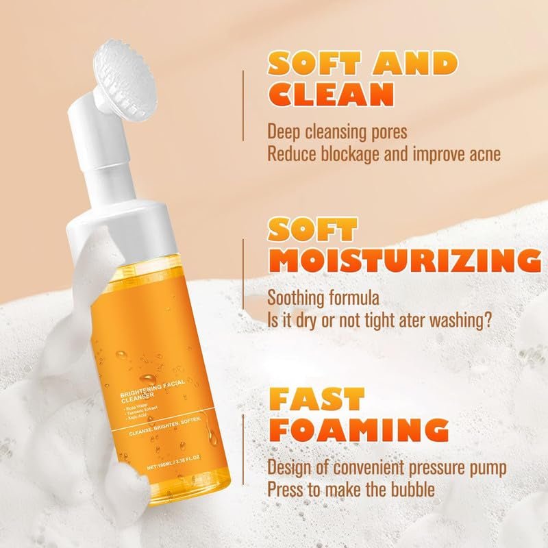 1Pcs Turmeric Facial Cleanser,Urmeric Facial Cleanser，Turmeric Foaming Cleanser,Deep Cleansing of Facial Skin， Turmeric Foaming Cleanser for All Skin - themonogram manor 
