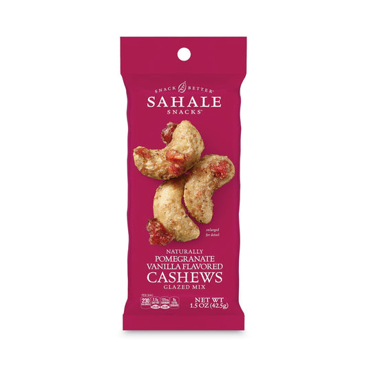 Sahale Snacks Glazed Mixes, Cashew Pom Vanilla, 1.5 oz, 18/Carton - themonogram manor 