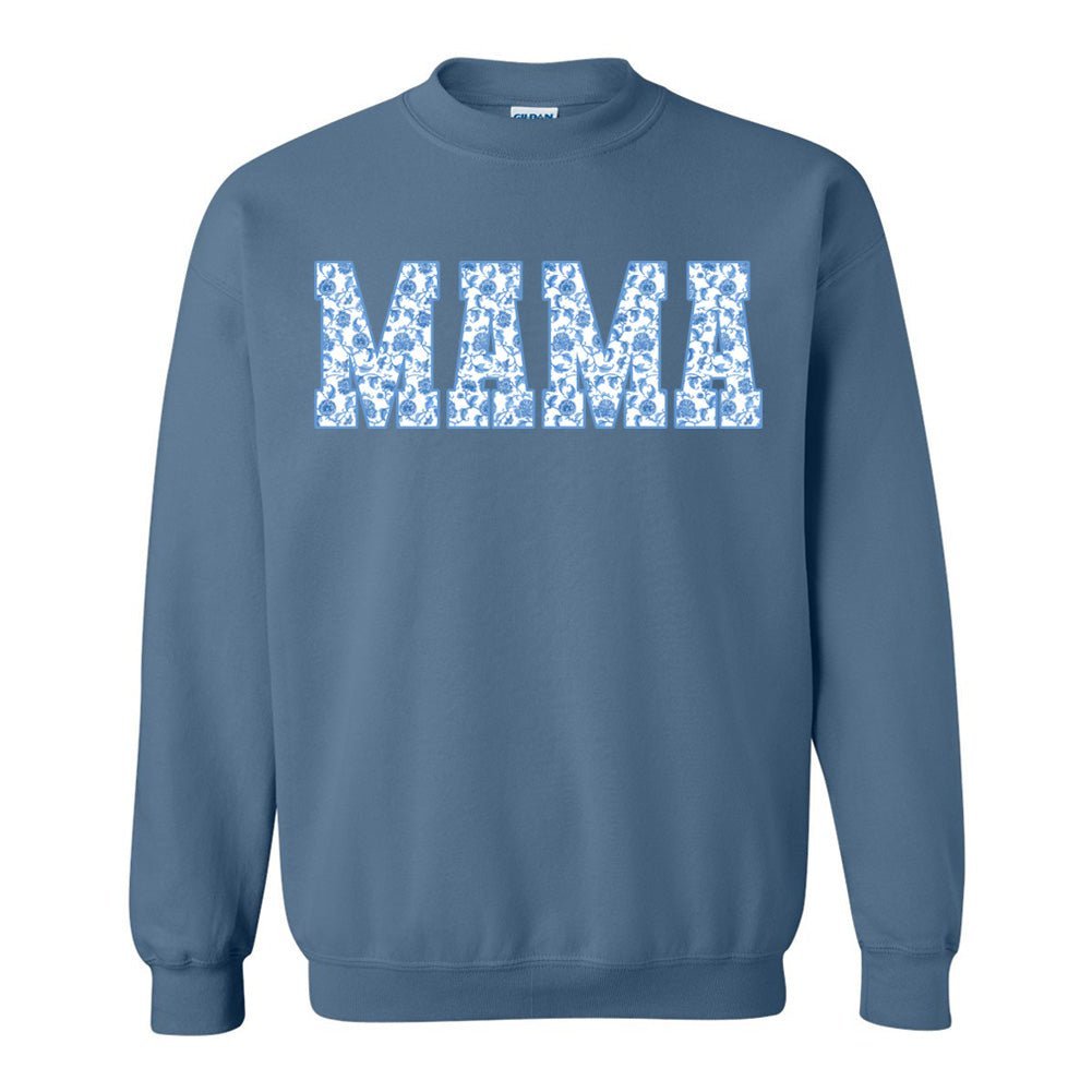 'Blue & White Chinoiserie 'Mama' Crewneck Sweatshirt - themonogram manor 