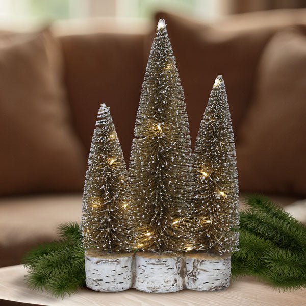 Lit Gold Tree Trio - themonogram manor 