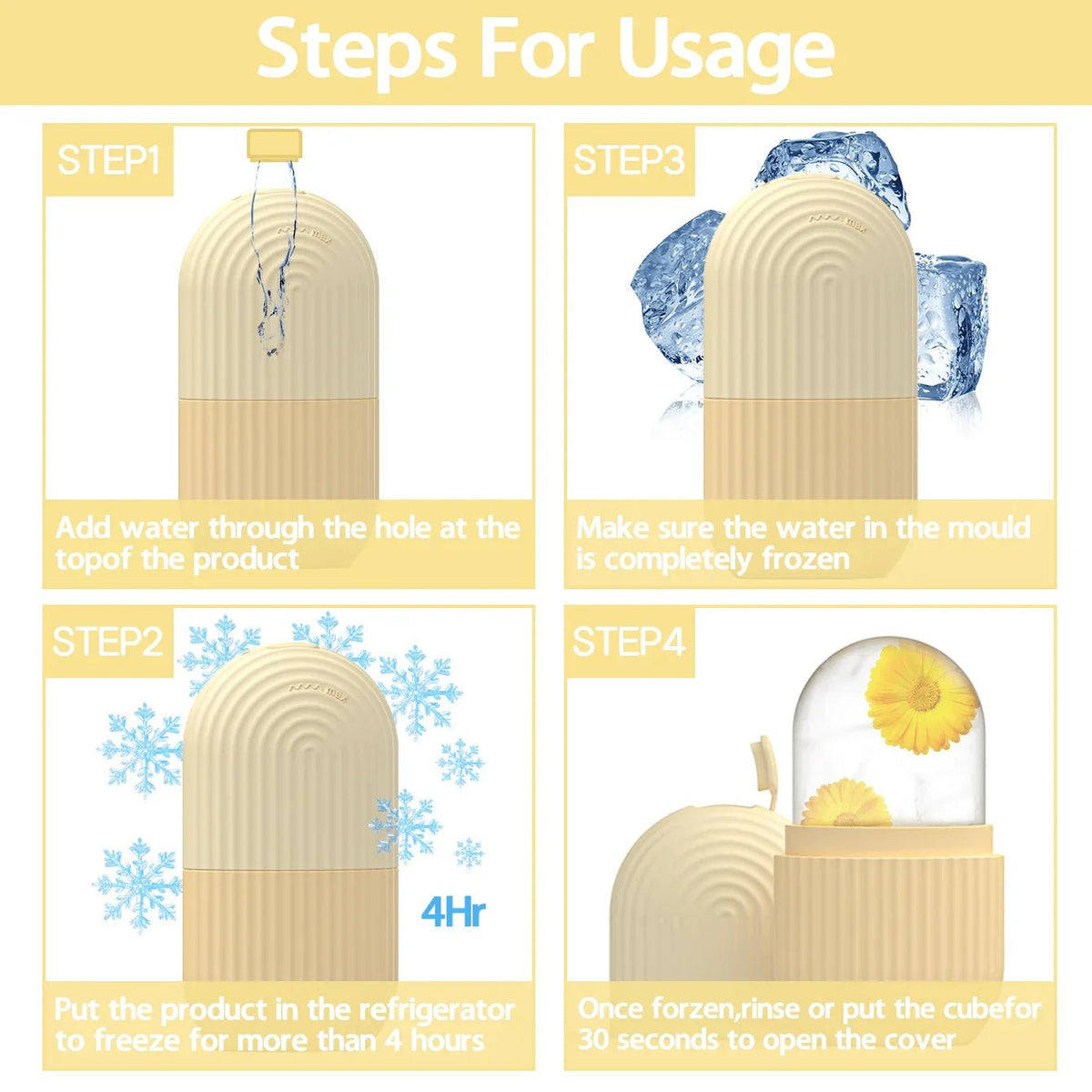 Upgraded Ice Roller Face and Eye Beauty Massage Silicone Ice Cubes Tighten Skin Reduce Skin Temperature Skin Care Tool - themonogram manor 