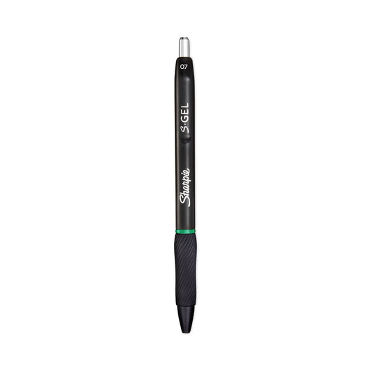 Sharpie S - Gel High - Performance Gel Pen, Retractable, Medium 0.7 mm, Green Ink, Black Barrel, Dozen - themonogram manor 