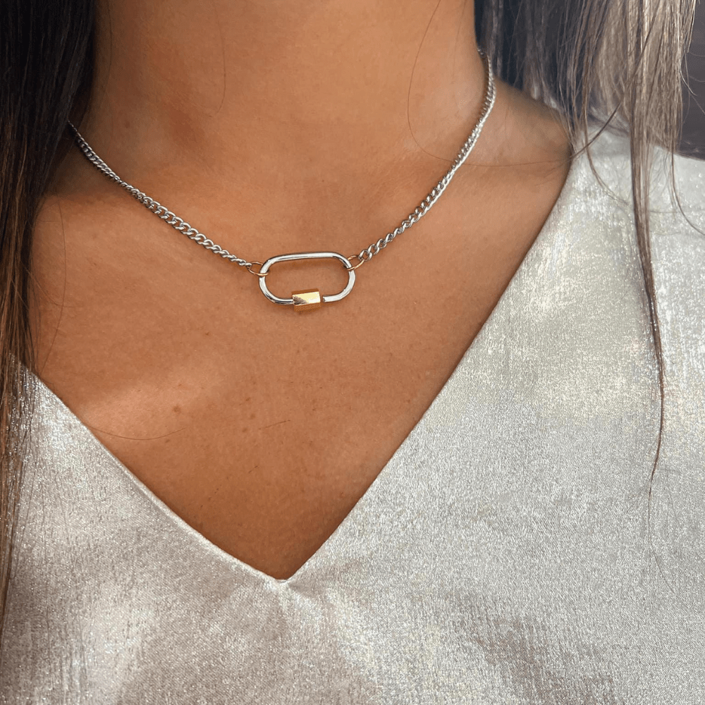 Two Tone Lock Necklace ~ Deep South Originals - themonogram manor 