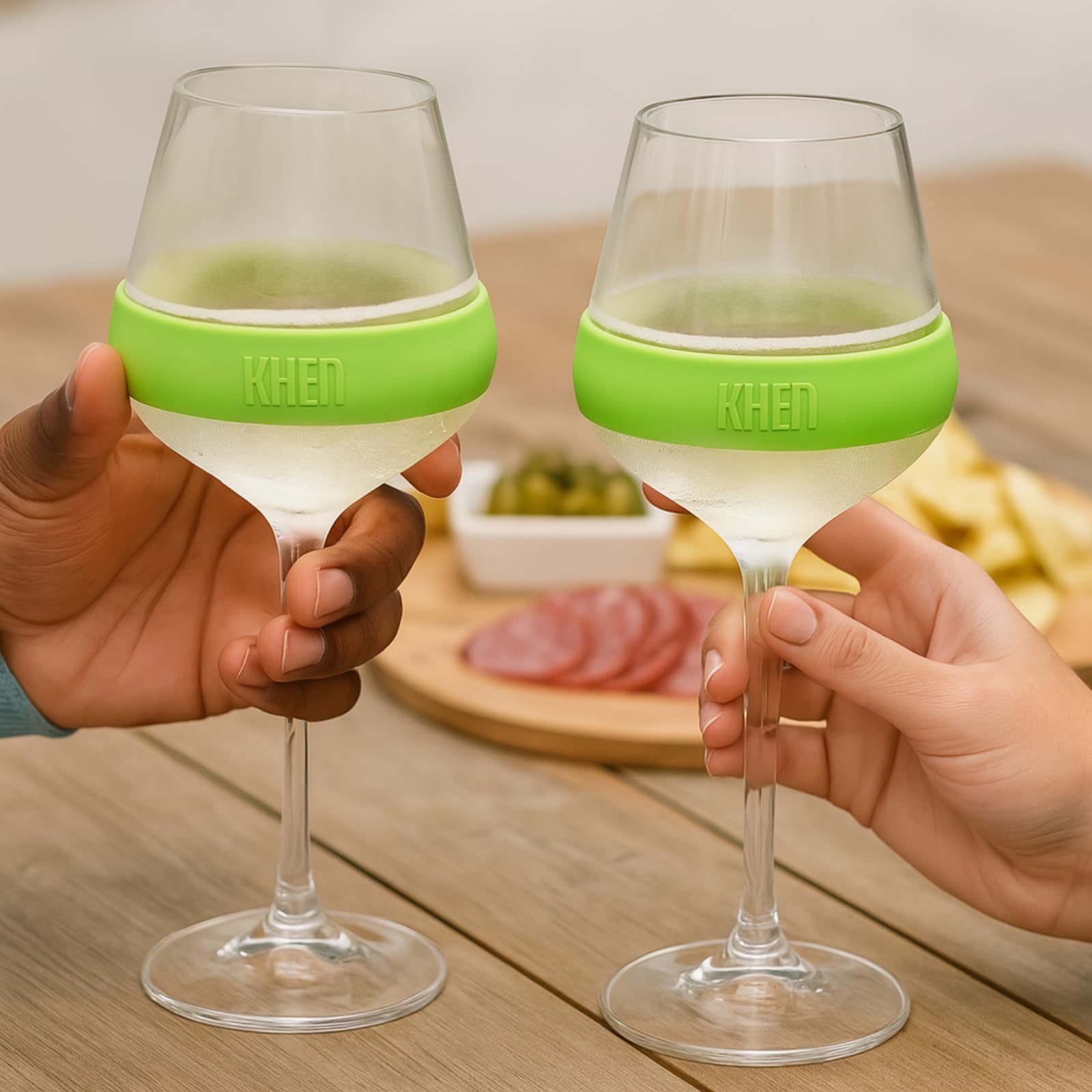 Stemmed Acrylic Cooling Wine  Glasses 14oz | Set of 2 | Green - themonogram manor 
