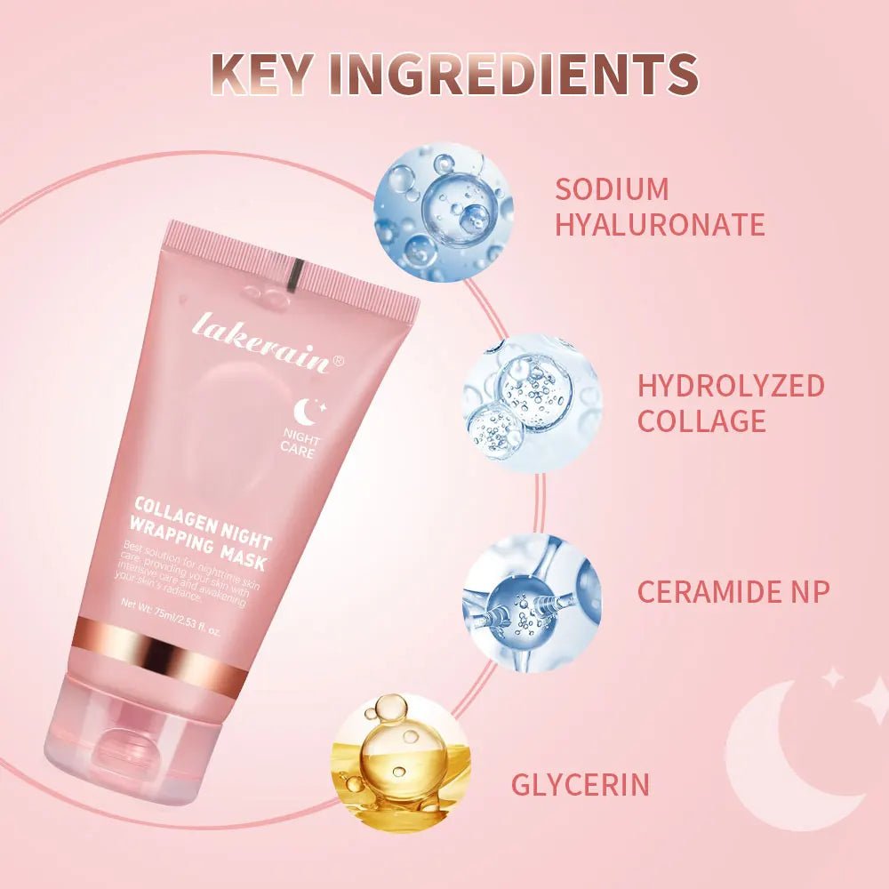 Collagen Overnight Wrapping Peel off Facial Mask Korean Collagen Night Wrapping Mask Deeply Hydrates Night Care Mask Cream 75Ml - themonogram manor 