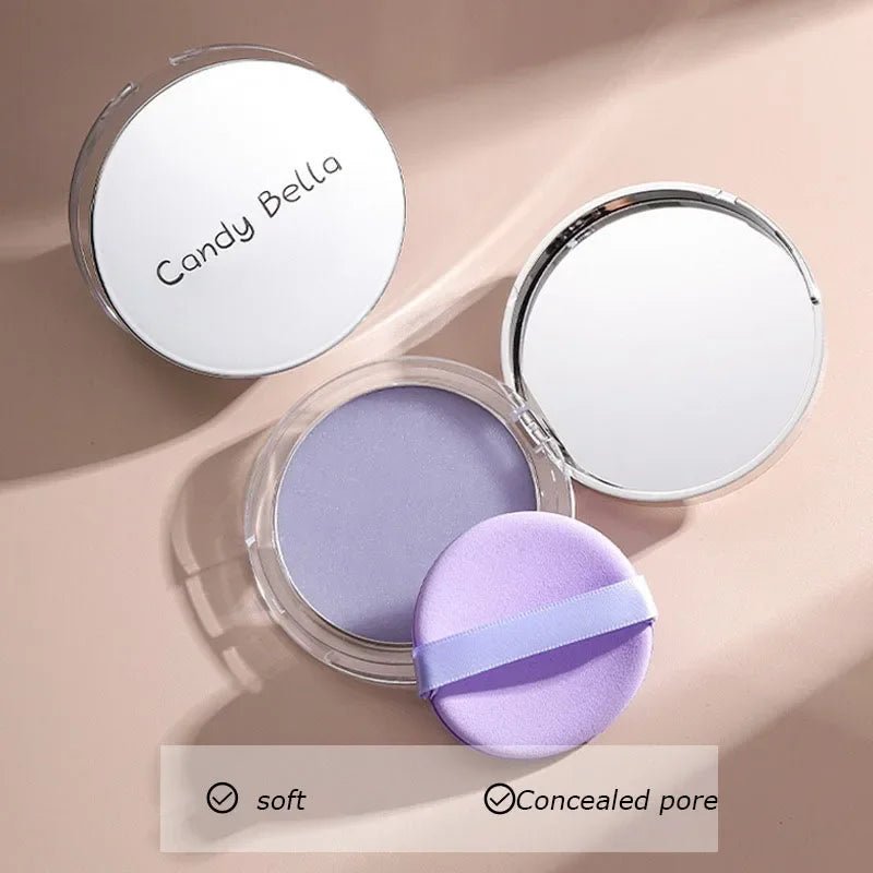Matte Setting Powder Lasting Oil-Control Purple Glitter Pressed Powder Brightening Face Powder Jelly Compact Foundation Makeup - themonogram manor 
