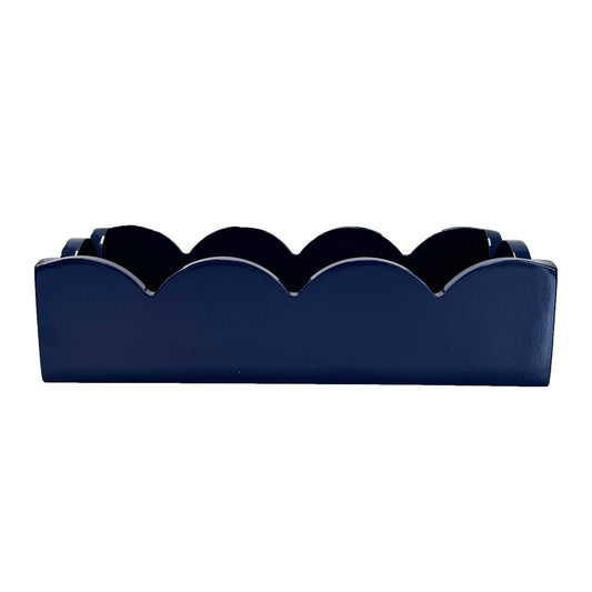 WH Lacquer Scalloped Guest Towel Holder | Navy Blue - themonogram manor 