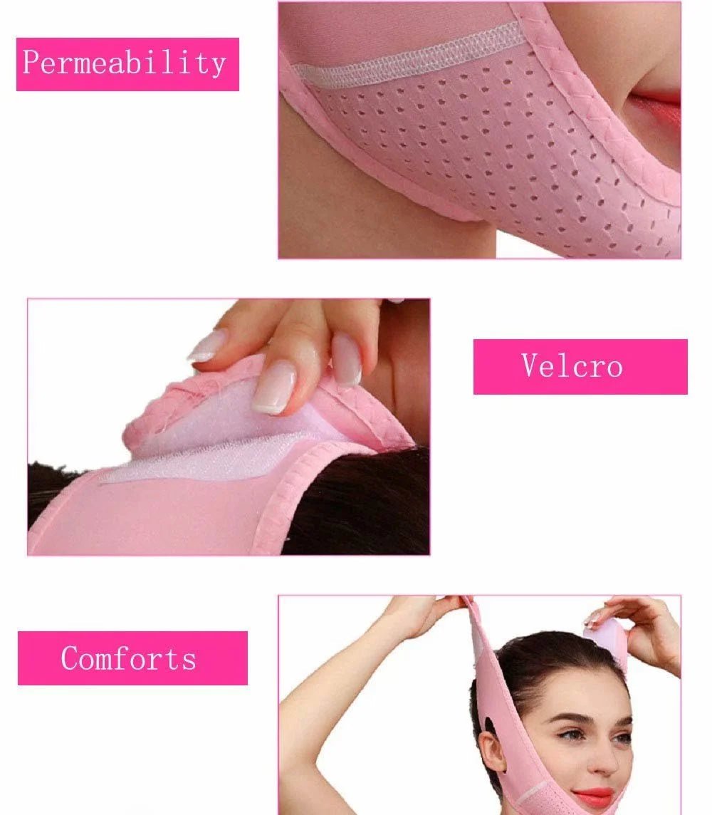 Reusable V Line Mask,V Shaped Face Mask for Sagging,Refined Jawline Support Strap,Adjustable Facial Slimming Strap,Chin up & Face Lifting Belt - themonogram manor 