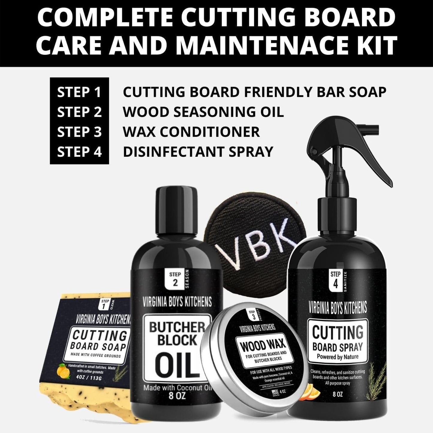 Complete Care Kit for Wood Cutting Boards - themonogram manor 
