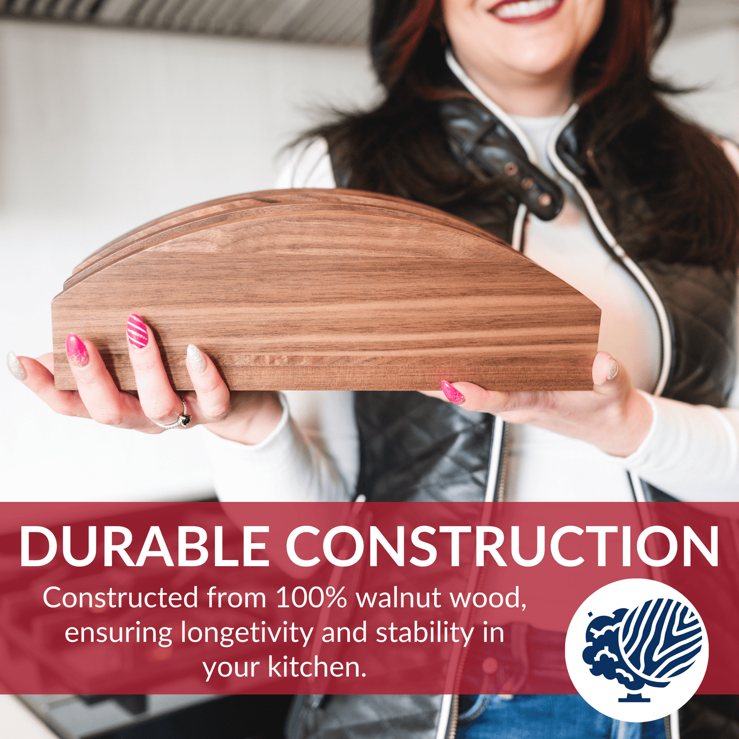 Premium Walnut Cutting Board Holder - Sturdy & Stylish - themonogram manor 