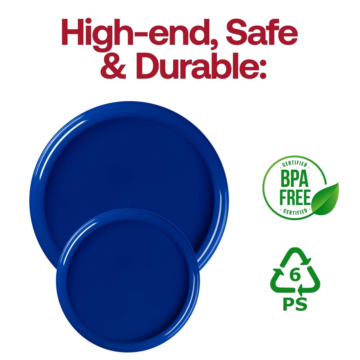 8.5" Blue Flat Round Plastic Appetizer/Salad Plates - 10 pcs - themonogram manor 