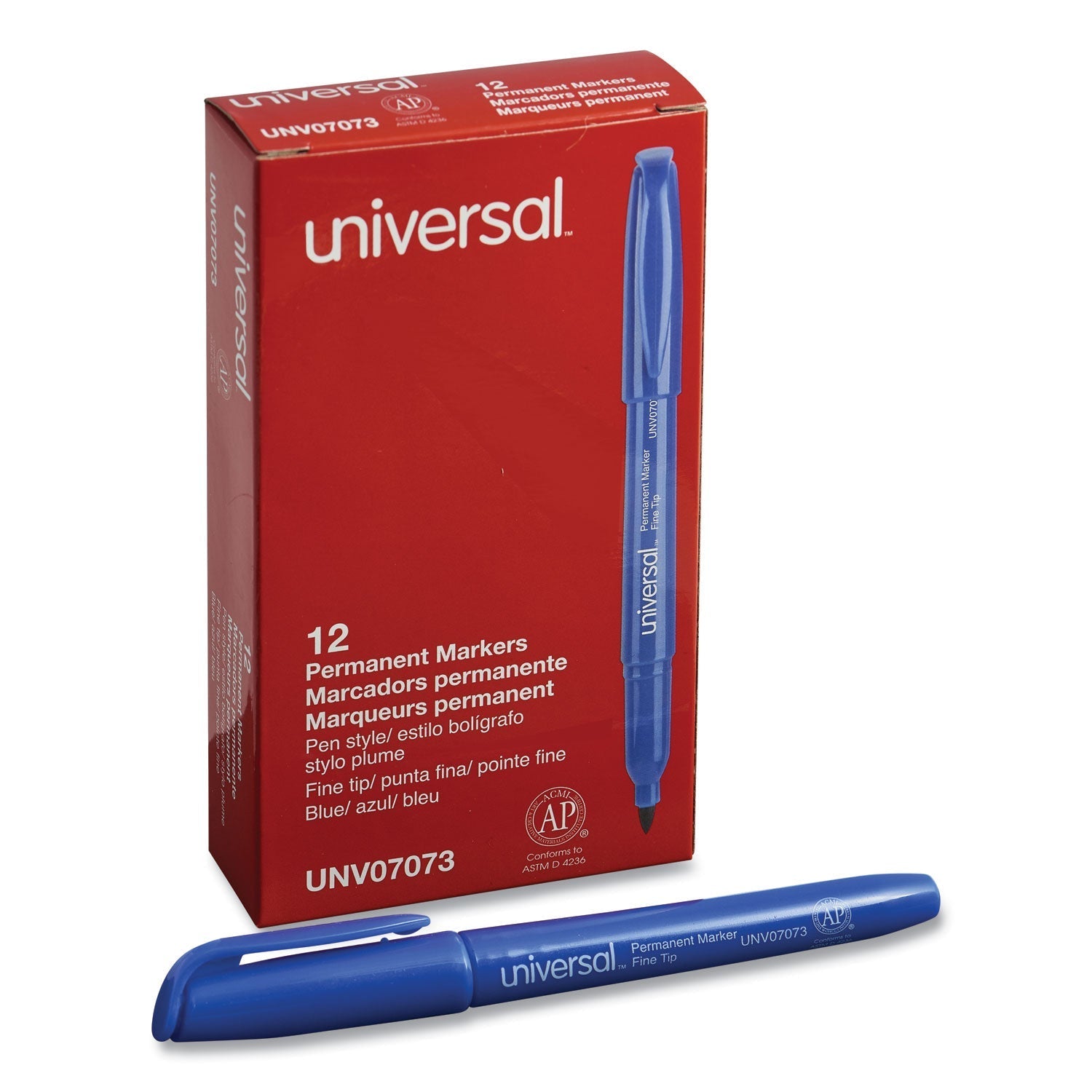 Universal Pen - Style Permanent Marker, Fine Bullet Tip, Blue, Dozen - themonogram manor 