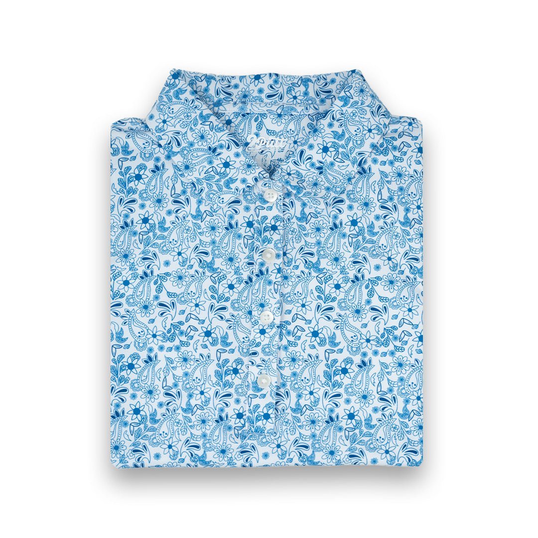 Blue Paisley Women's Polo (Sleeveless) - themonogram manor 