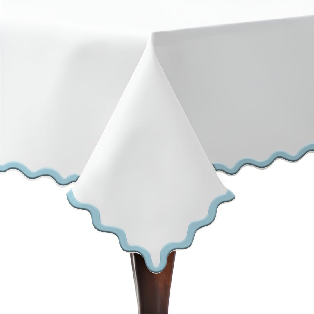 Applique Scalloped Embroidery Cotton Table Cloth - themonogram manor 