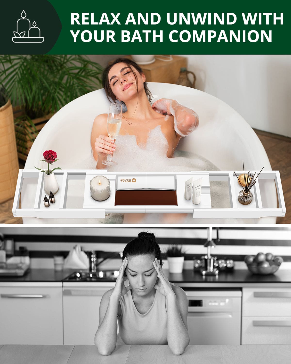 Bathtub Caddy Tray, White - themonogram manor 