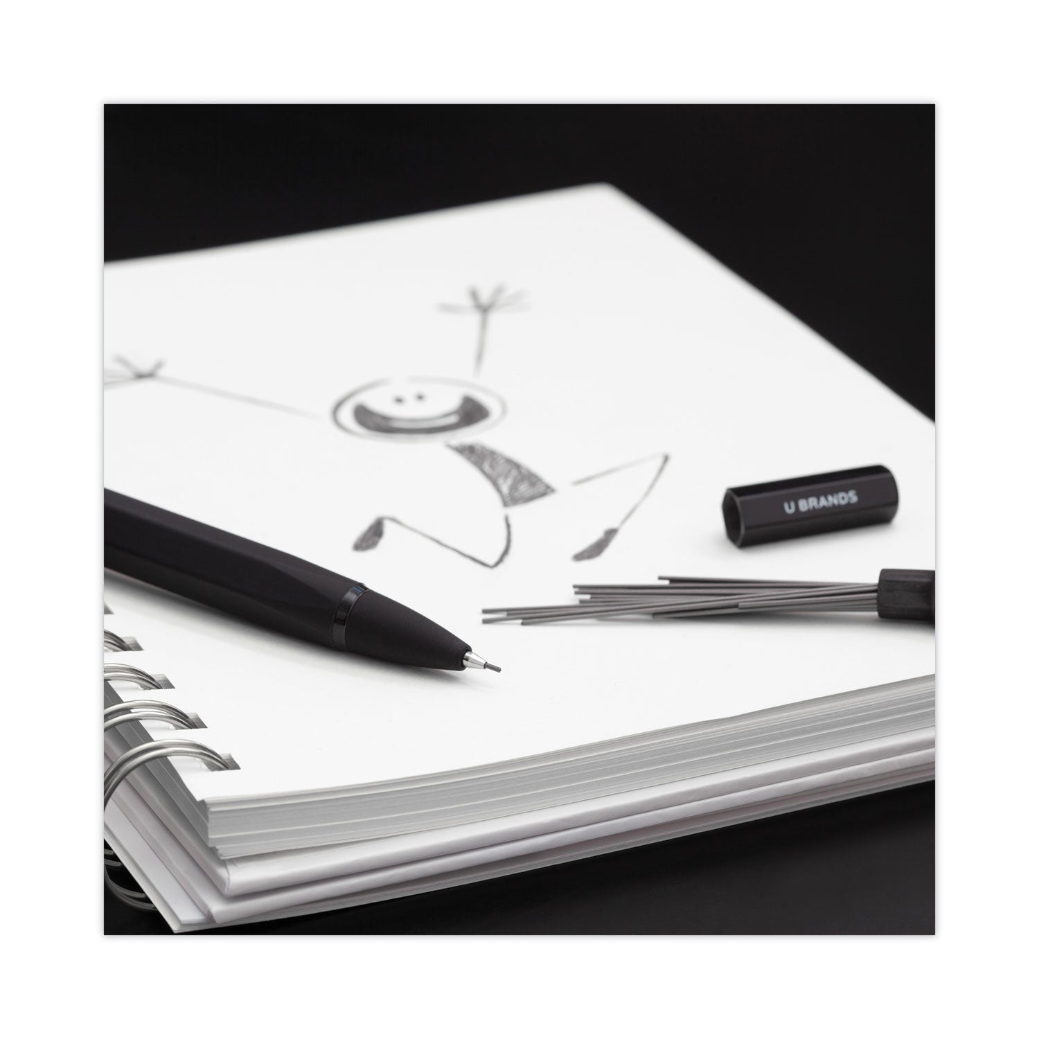 U Brands Cambria Soft Touch Mechanical Pencil, 0.7 mm, HB (2), Black Lead, Black Barrel, 12/Pack - themonogram manor 