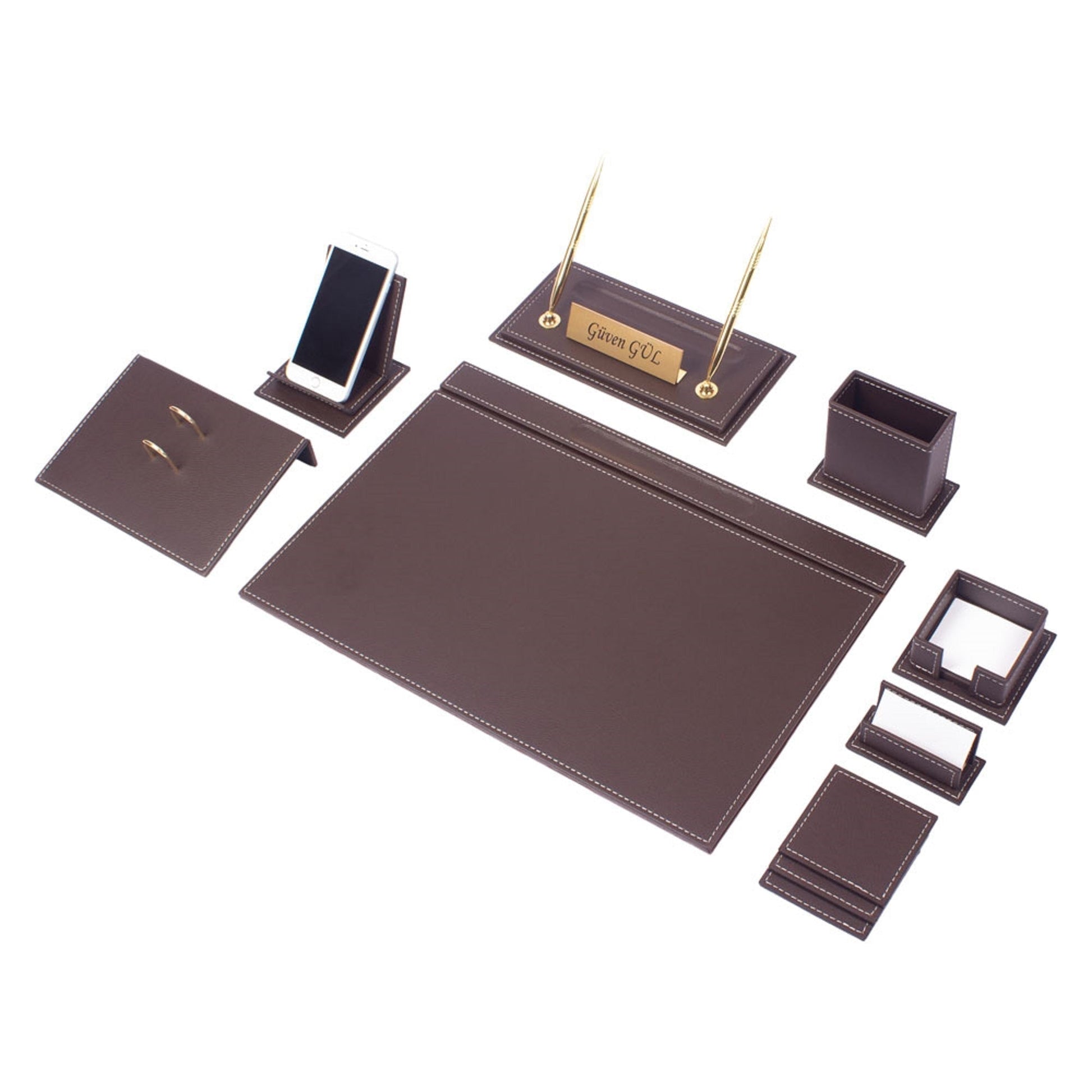 MOOG Luxury Desk Set - 12 Accessories - Brown - 12 PCS - themonogram manor 