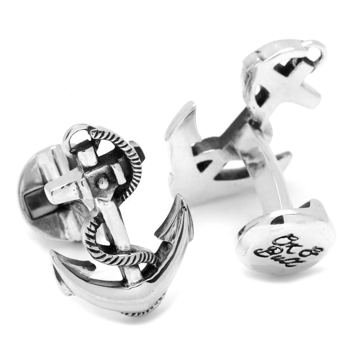 Sterling Silver Boat Anchor Cufflinks - themonogram manor 