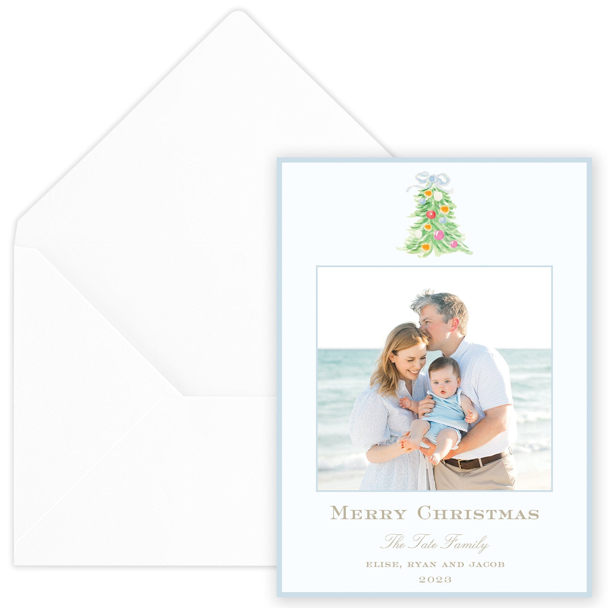 oh, christmas tree blue holiday card - themonogram manor 