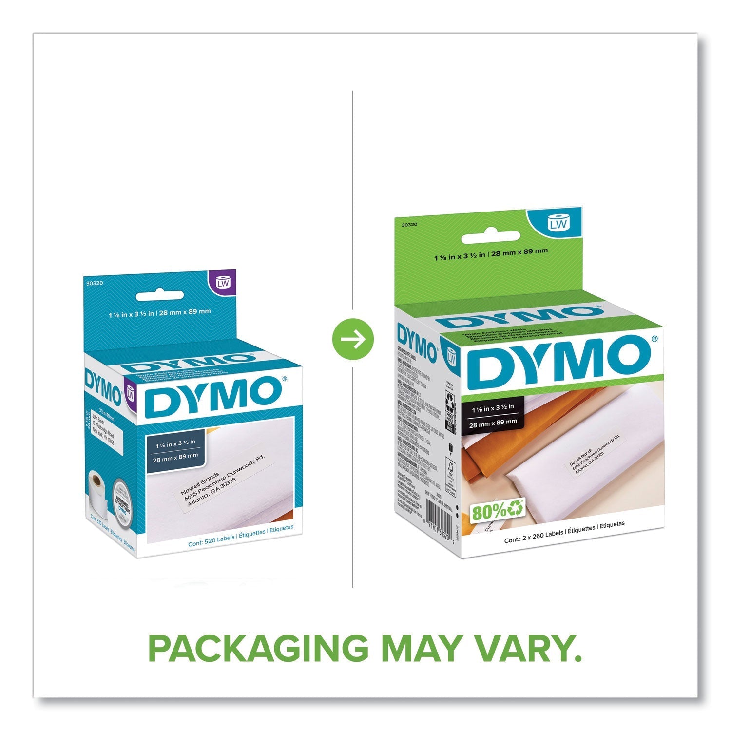 DYMO LabelWriter Address Labels, 1.12" x 3.5", White, 260 Labels/Roll, 2 Rolls/Pack - themonogram manor 