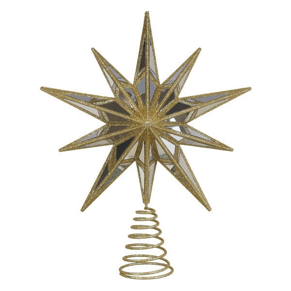 12" Gold Double - Sided Mirrored Star Tree Topper - themonogram manor 
