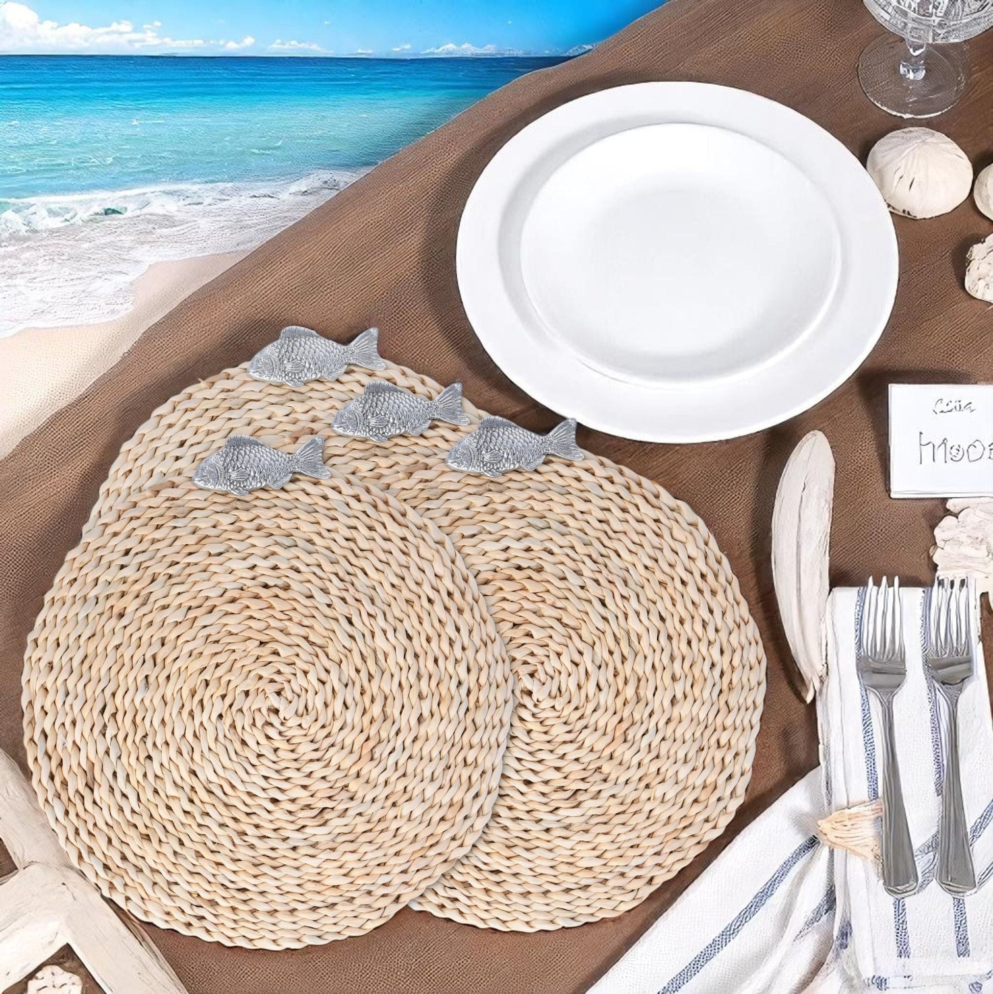 Fish Twisted Seagrass Placemats - set of 4 - themonogram manor 