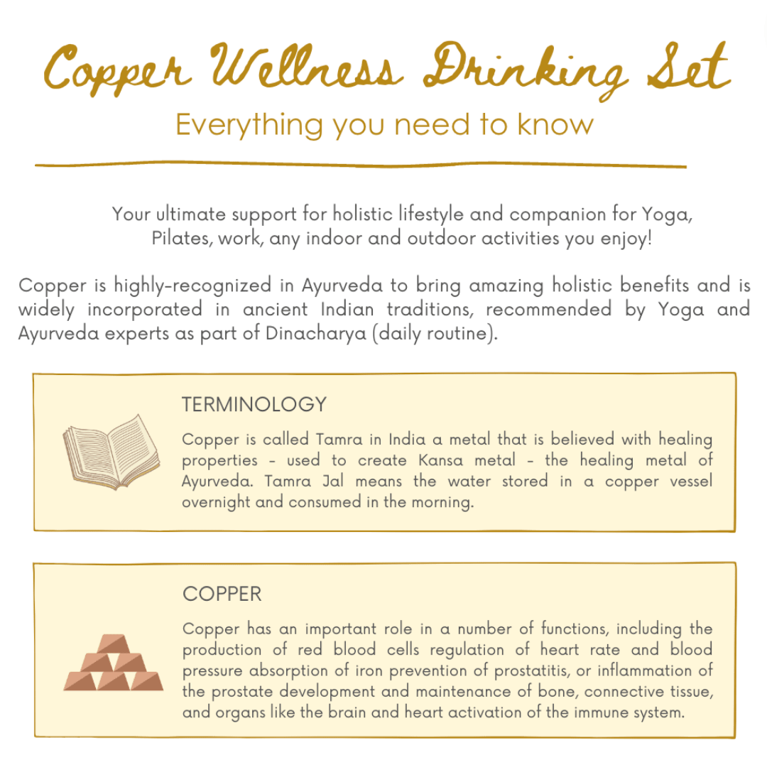 Ayurvedic Drinking Set - Copper Bottle & Cups (Seamless) - themonogram manor 