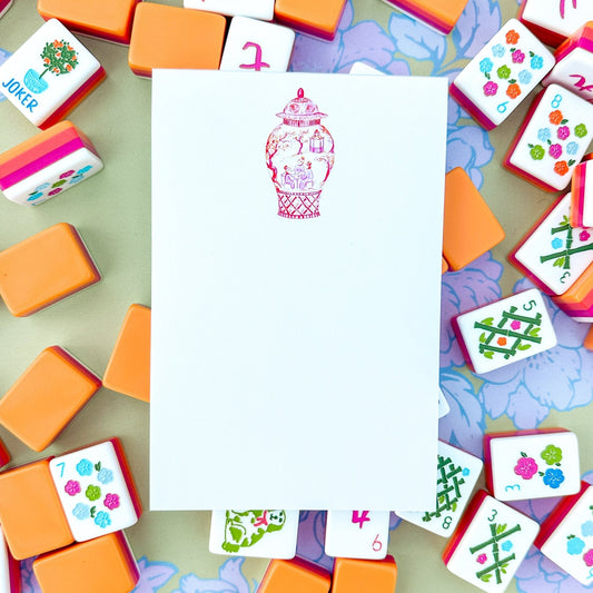 Orange Mahjong Ginger Jar Notepad - themonogram manor 