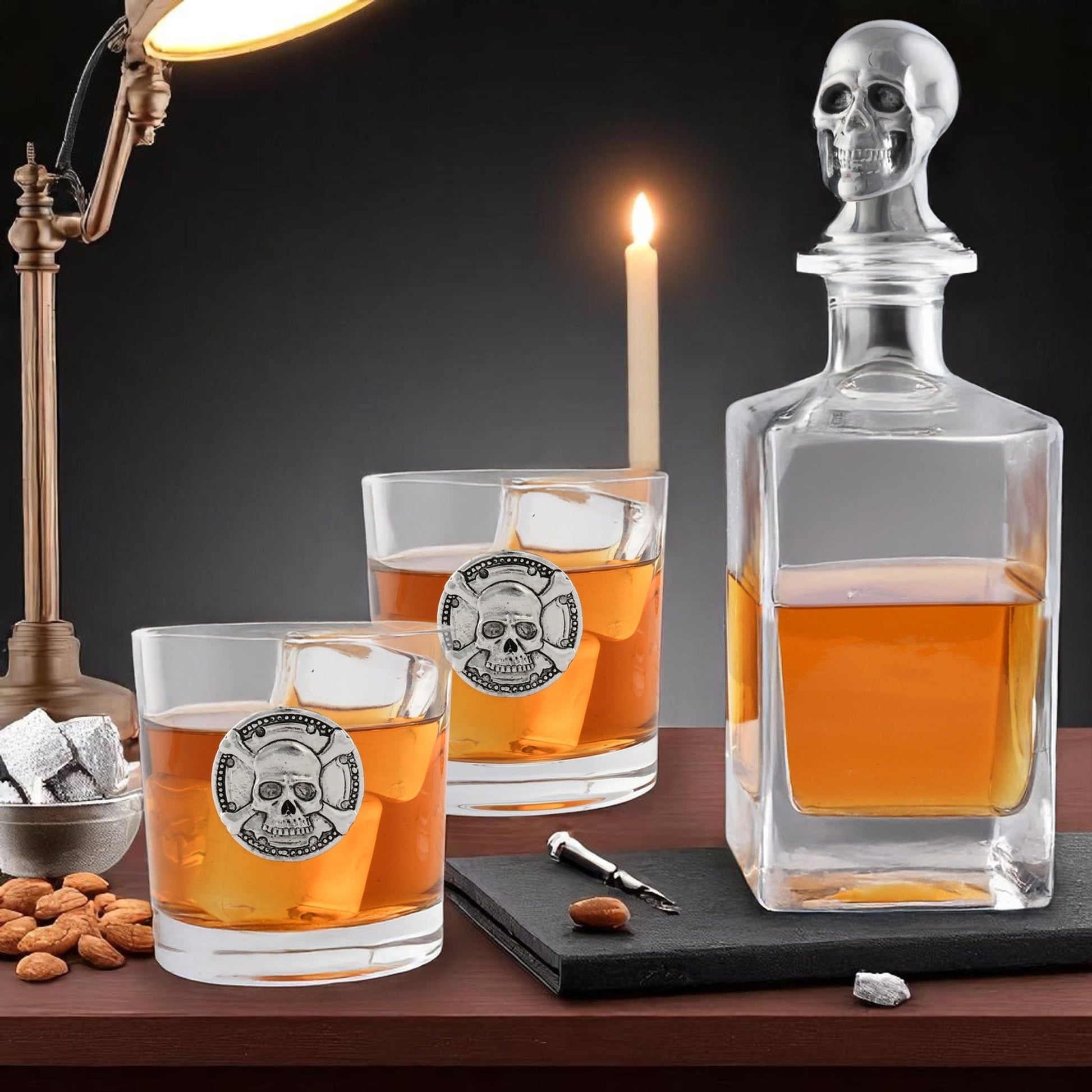 Skull Decanter Set with a set Double old Glasses - themonogram manor 