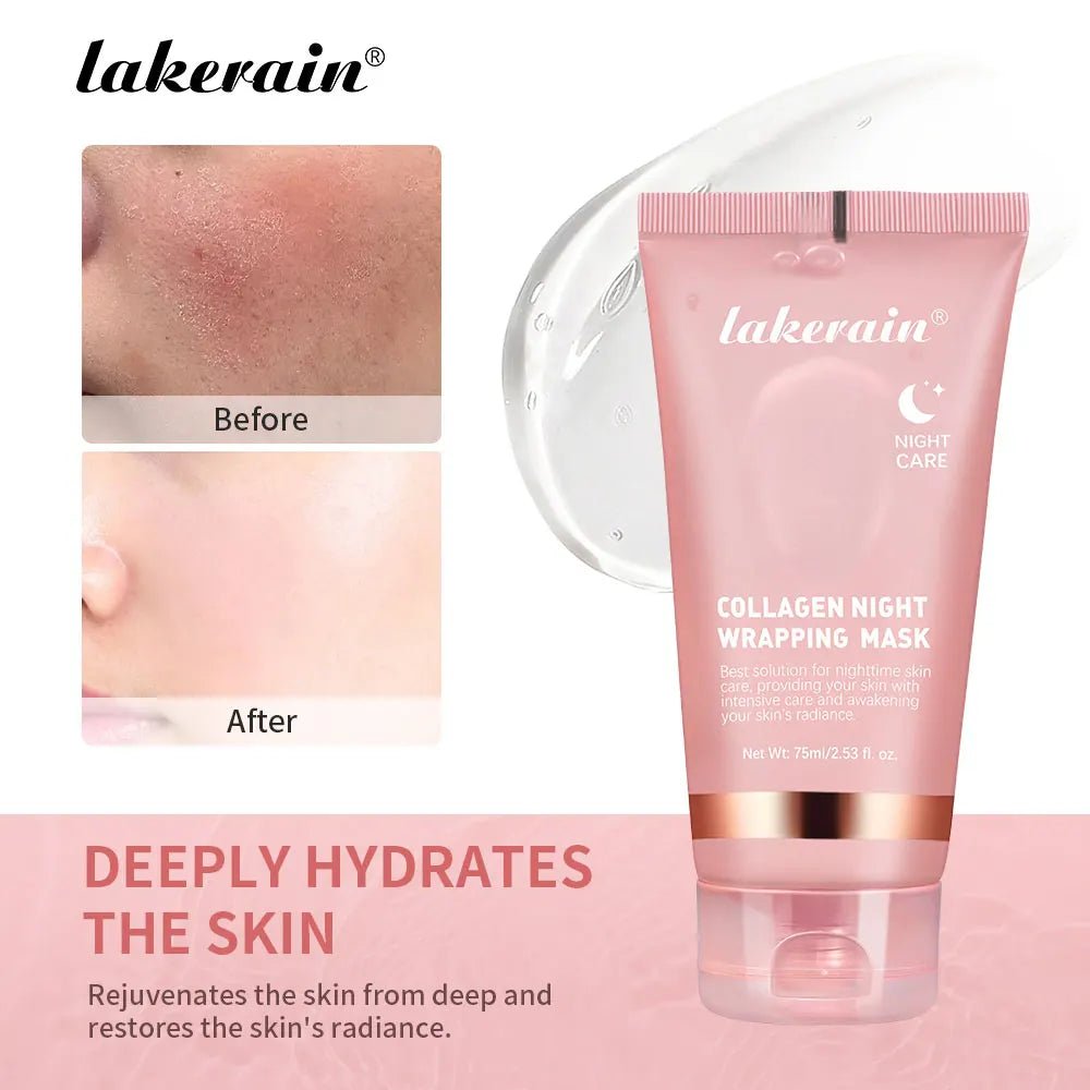 Collagen Overnight Wrapping Peel off Facial Mask Korean Collagen Night Wrapping Mask Deeply Hydrates Night Care Mask Cream 75Ml - themonogram manor 