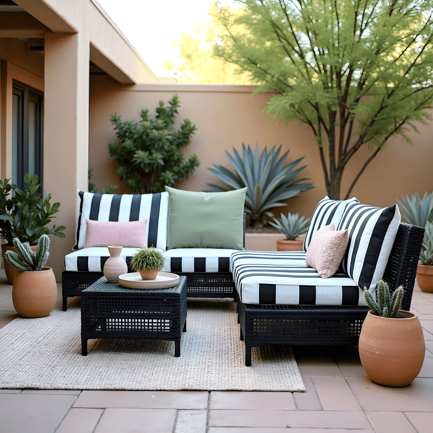 2 Pack Outdoor Pillow Covers | Black White Stripe | Compatible with IKEA Duvholmen and Kuddarna Cushions - themonogram manor 