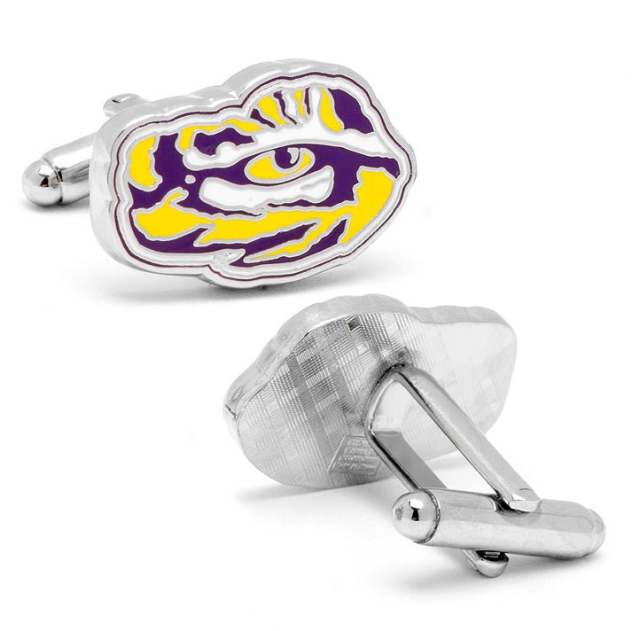 NCAA LSU Tiger's Eye Cufflinks and Tie Bar Gift Set - themonogram manor 
