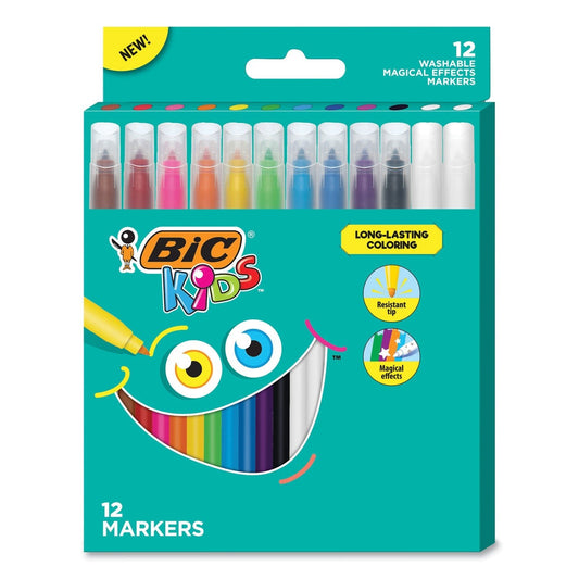 BIC Kids Coloring Magical Effects Markers, Medium Bullet Tip, Assorted Colors, 12/Pack - themonogram manor 