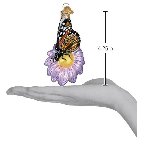 Monarch Butterfly On Flower Ornament - themonogram manor 