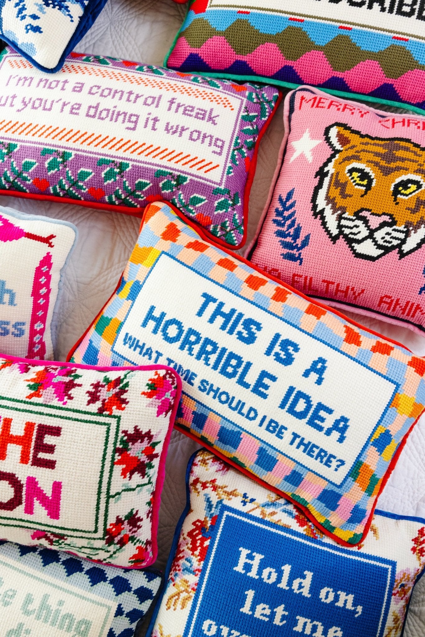 Horrible Idea Needlepoint Pillow - themonogram manor 