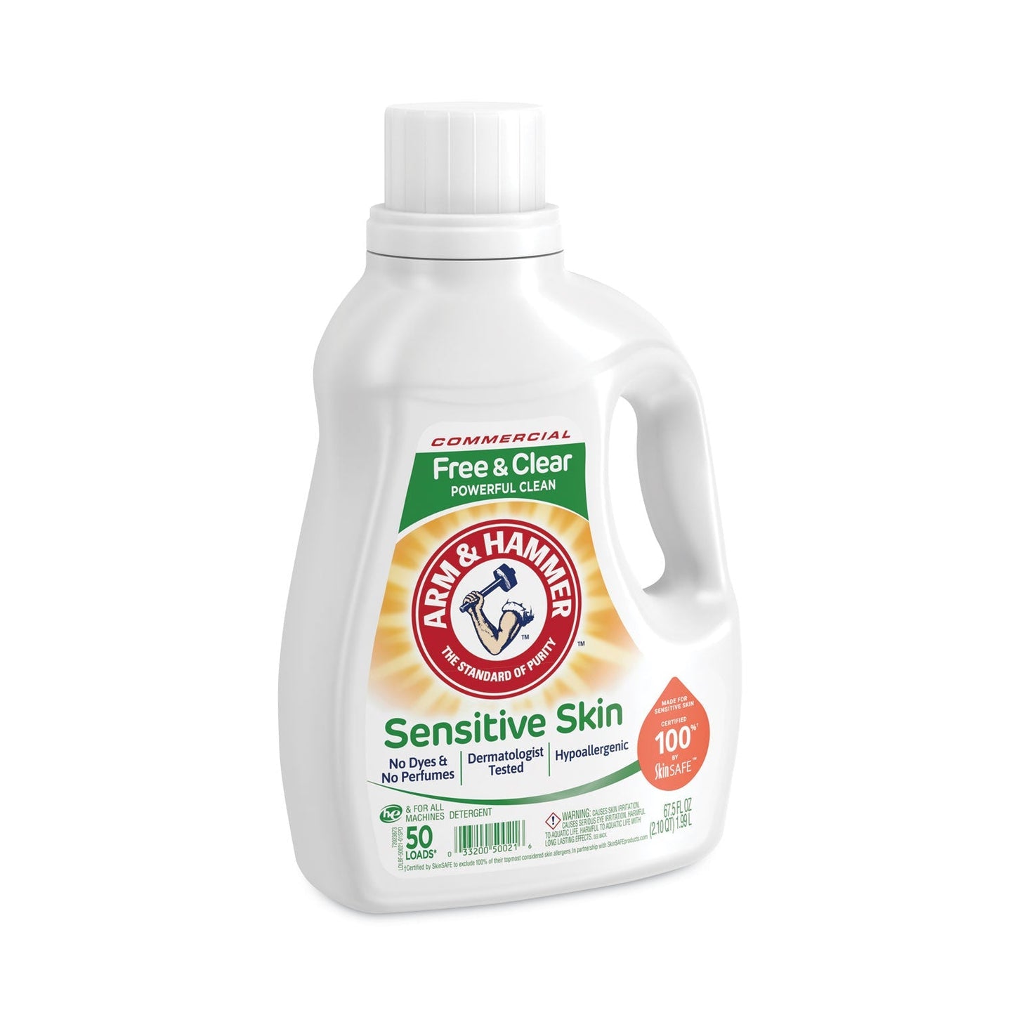 Arm & Hammer HE Compatible Liquid Detergent, Unscented, 67.5 oz Bottle, 6/Carton - themonogram manor 