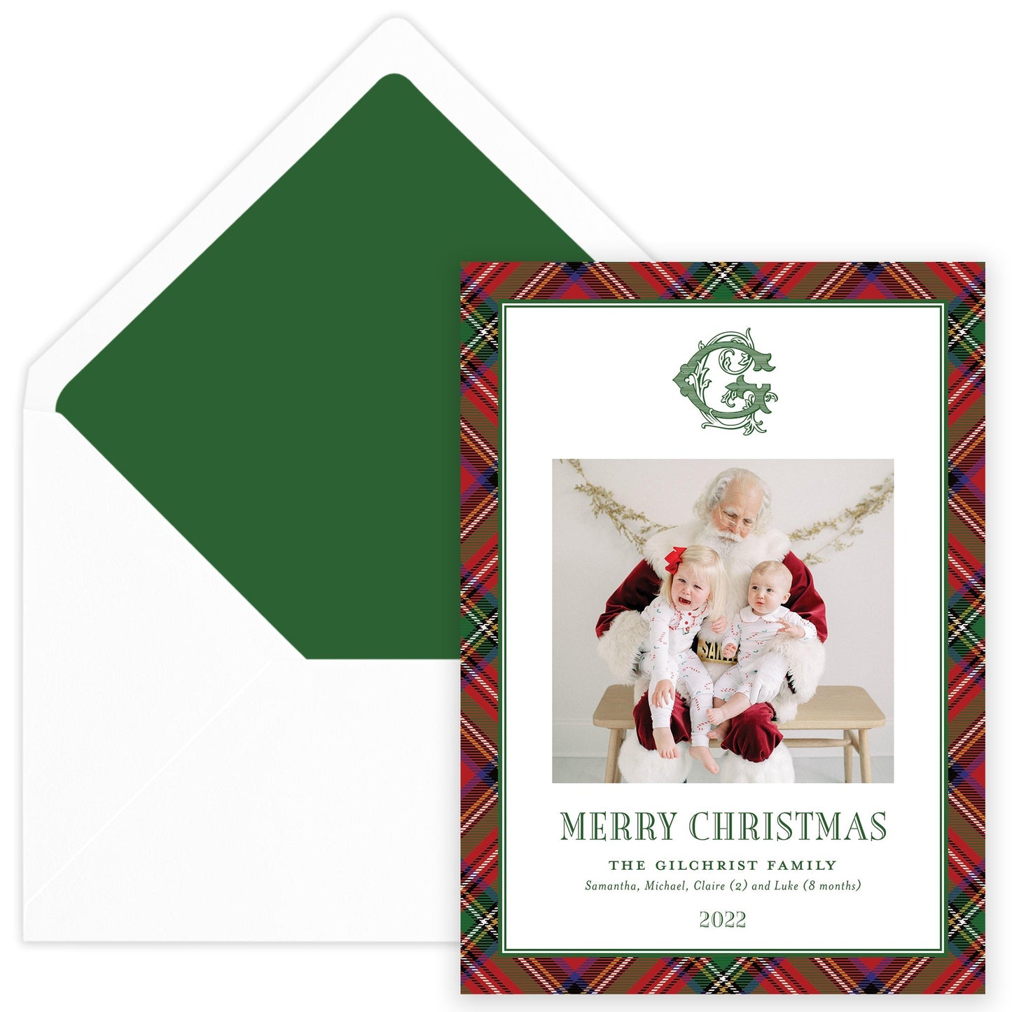 christmas tartan portrait holiday card - themonogram manor 