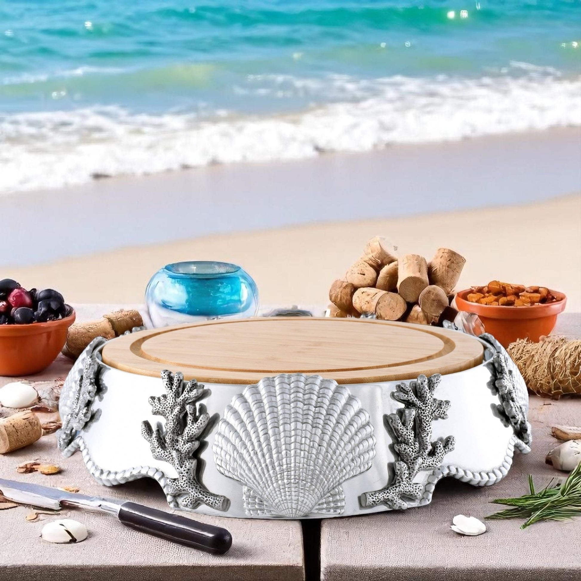 Coastal Wood Cheese Pedestal - themonogram manor 