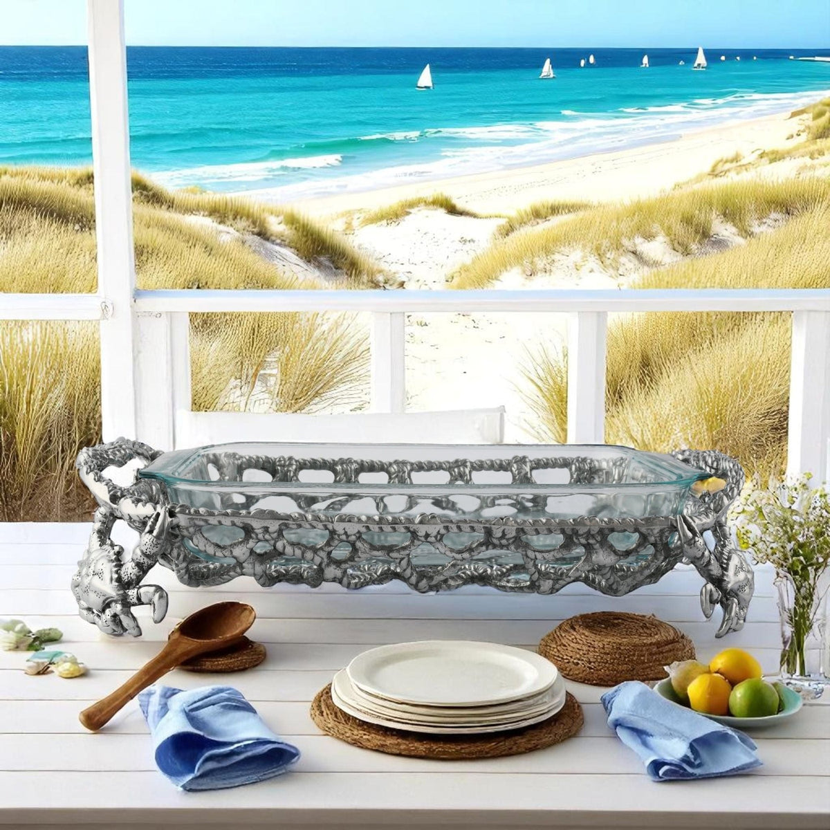 Crab and Net Casserole 3 Quart Holder - themonogram manor 