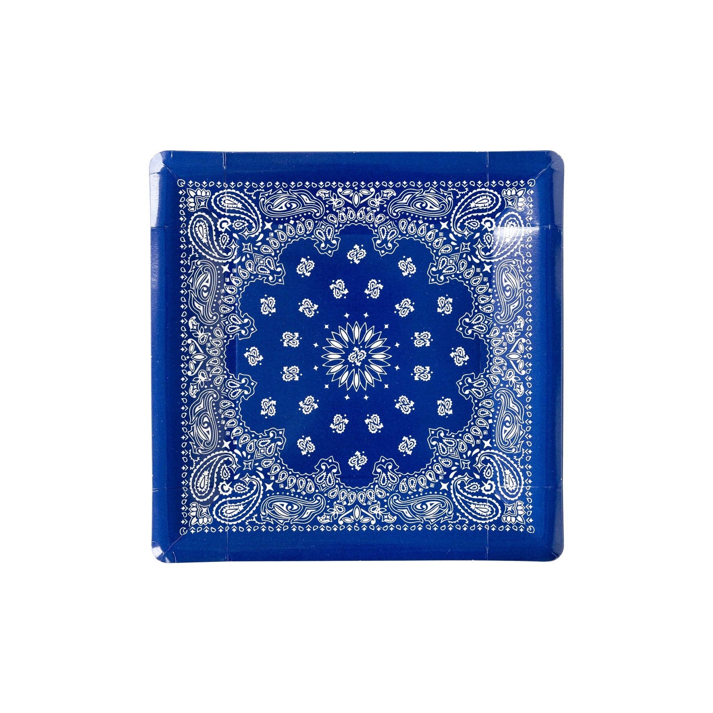 PLTS366R - MME - Blue Bandana Paper Plate - themonogram manor 