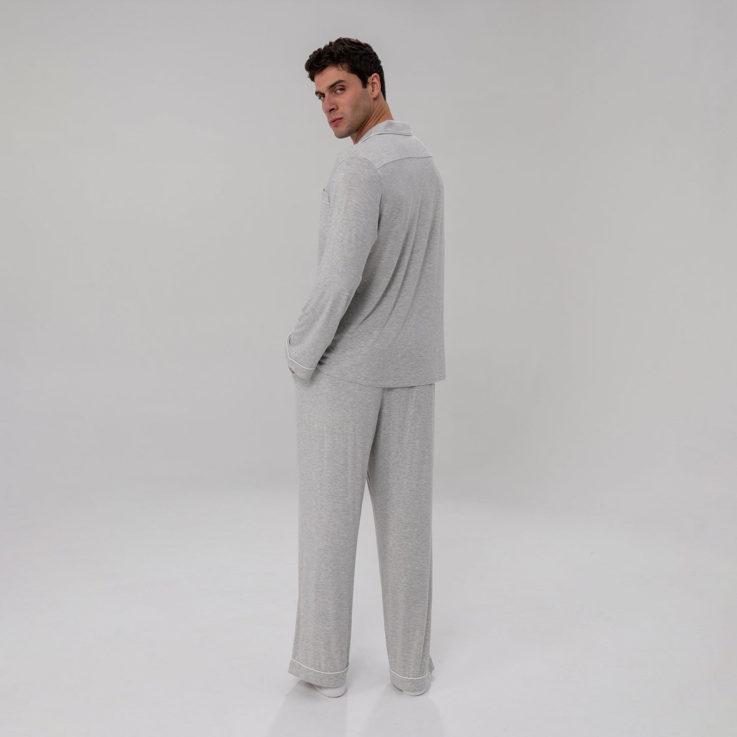 Men's Luxe Bamboo Long PJ Set - themonogram manor 