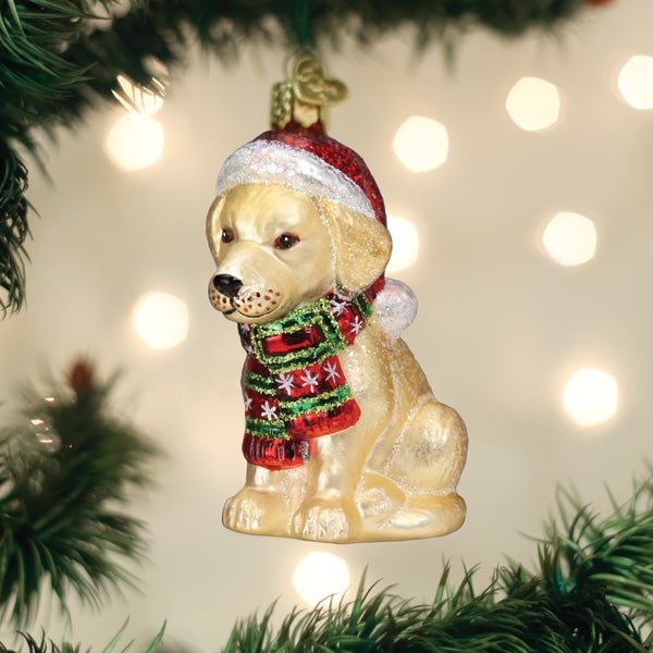 Holiday Yellow Labrador Puppy Ornament - themonogram manor 