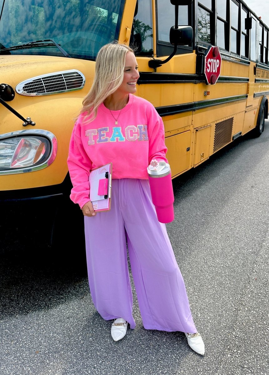 Teach Letter Patch Crewneck Sweatshirt - themonogram manor 
