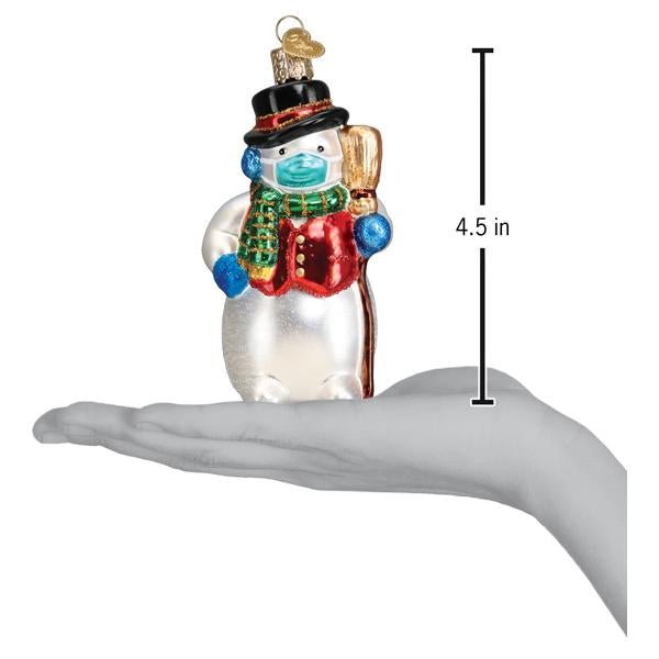 Snowman With Face Mask Ornament - themonogram manor 