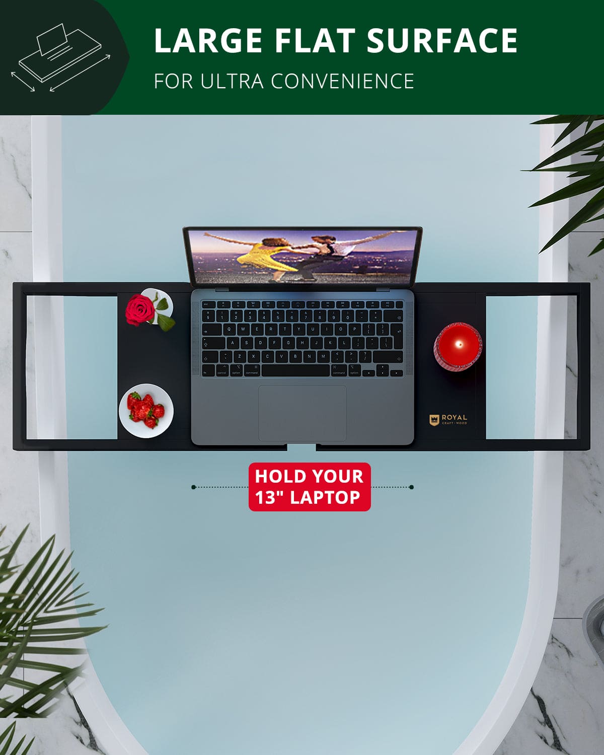 Bathtub Caddy Tray Lite, Black - themonogram manor 