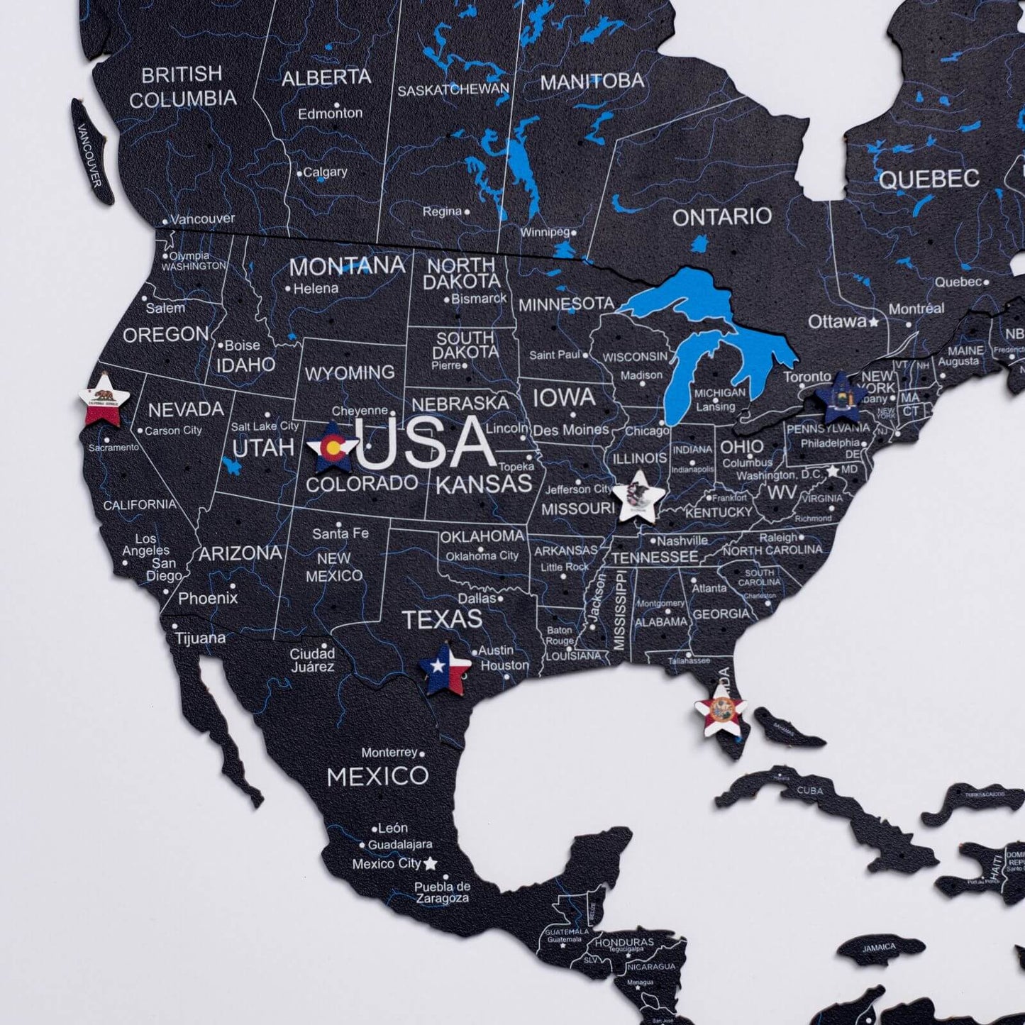 2D Wooden World Map Midnight - themonogram manor 