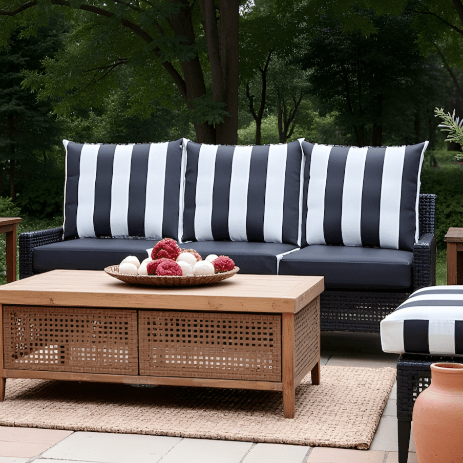 2 Pack Outdoor Pillow Covers | Black White Stripe | Compatible with IKEA Duvholmen and Kuddarna Cushions - themonogram manor 