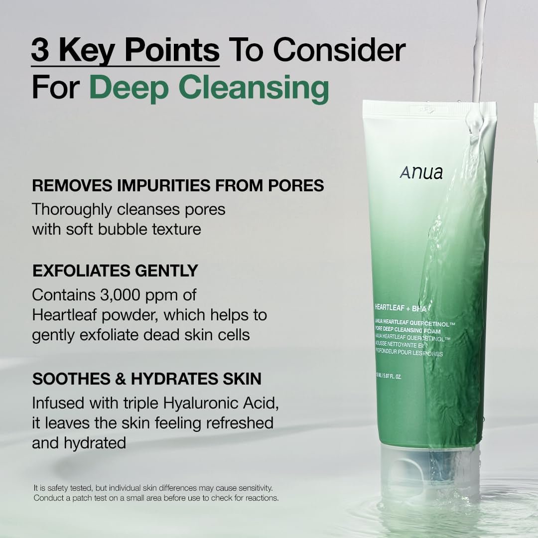 Heartleaf Quercetinol Pore Deep Cleansing Foam, Facial Cleanser, for Double Cleansing, BHA, Hyaluronic Acid, Glycerin, Face Wash, Blackhead Remover, Korean Skincare (150Ml/5.07 Fl.Oz.) - themonogram manor 